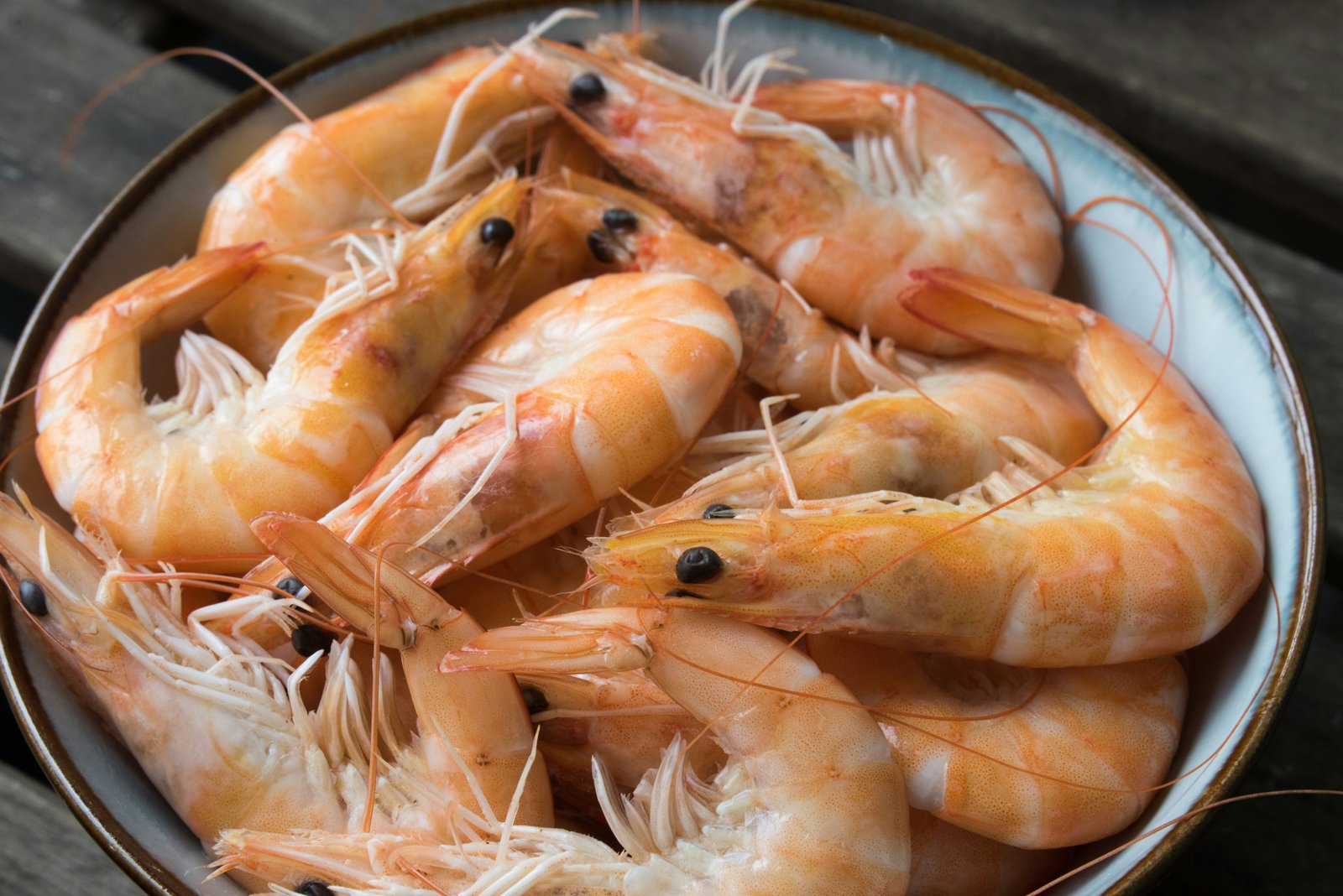 fresh raw shrimp on ice